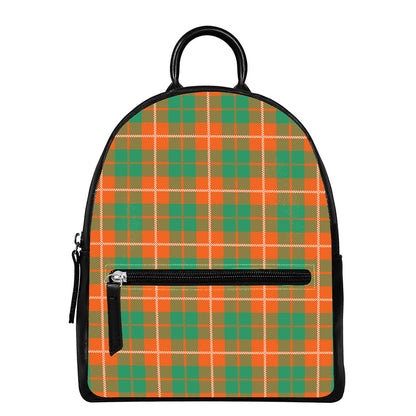 Irish Saint Patrick's Day Tartan Print Leather Backpack