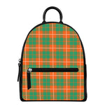 Irish Saint Patrick's Day Tartan Print Leather Backpack