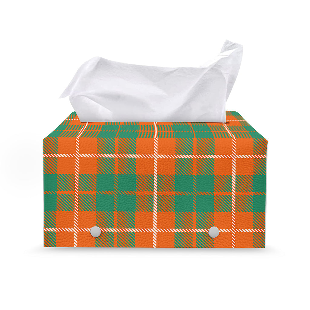 Irish Saint Patrick's Day Tartan Print Leather Tissue Box Cover