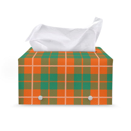 Irish Saint Patrick's Day Tartan Print Leather Tissue Box Cover