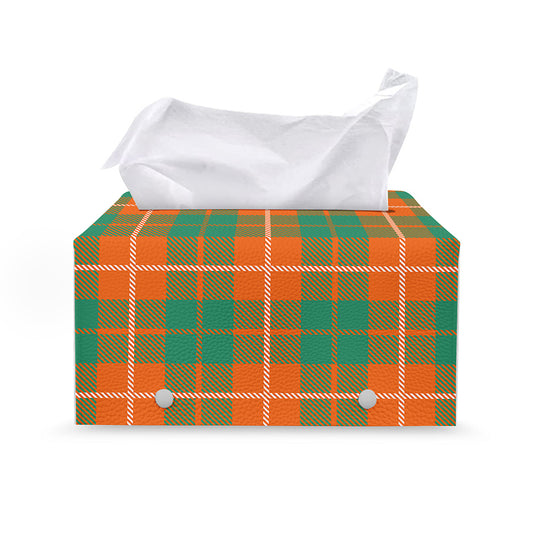 Irish Saint Patrick's Day Tartan Print Leather Tissue Box Cover