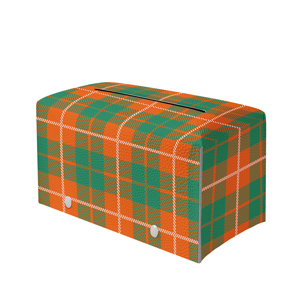 Irish Saint Patrick's Day Tartan Print Leather Tissue Box Cover