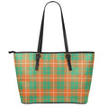 Irish Saint Patrick's Day Tartan Print Leather Tote Bag With Zipper