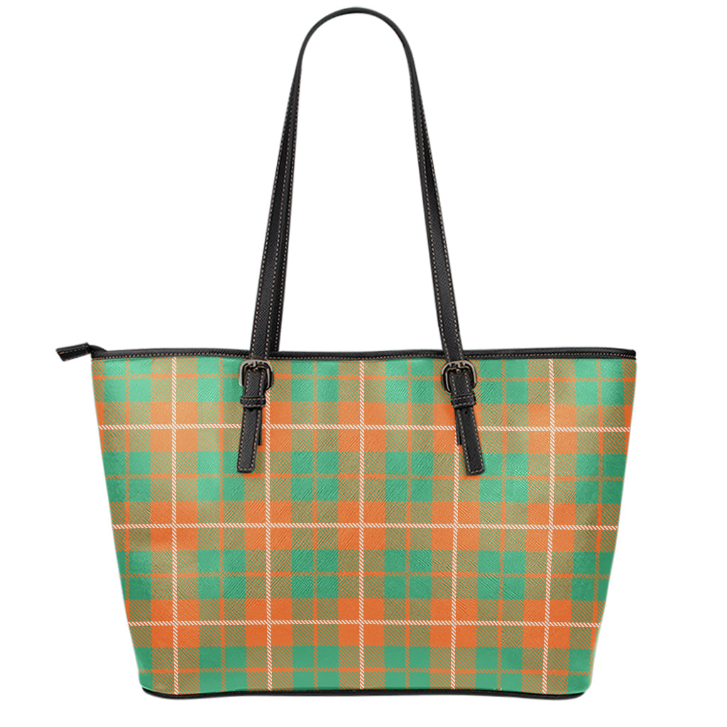 Irish Saint Patrick's Day Tartan Print Leather Tote Bag