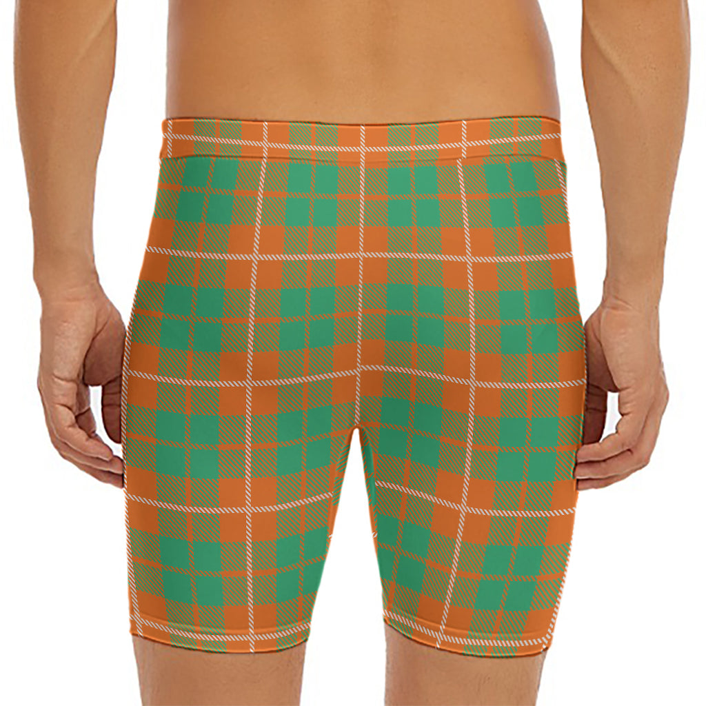 Irish Saint Patrick's Day Tartan Print Men's Long Boxer Briefs
