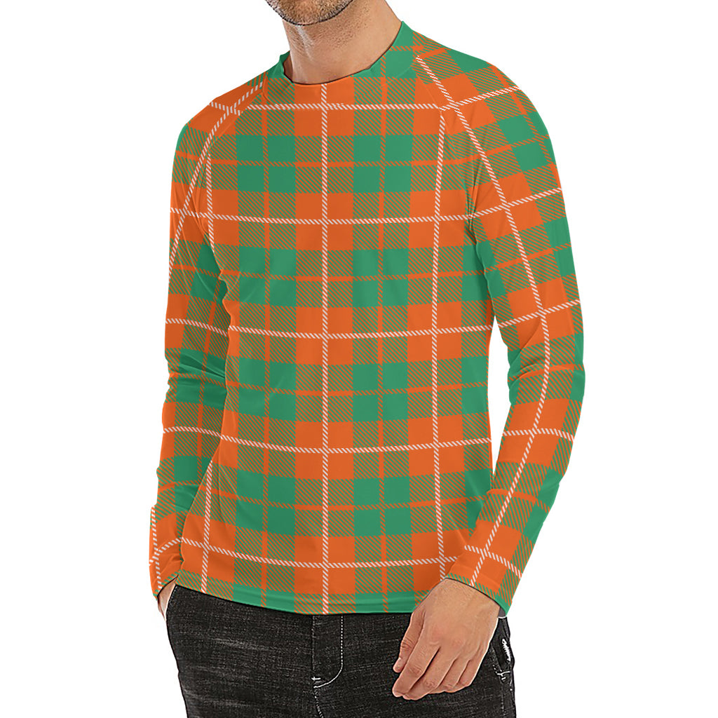 Irish Saint Patrick's Day Tartan Print Men's Long Sleeve Rash Guard