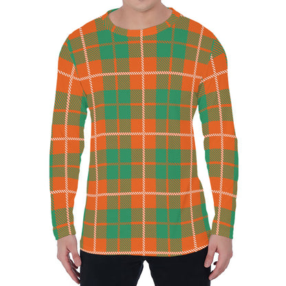 Irish Saint Patrick's Day Tartan Print Men's Long Sleeve T-Shirt