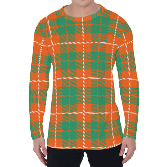 Irish Saint Patrick's Day Tartan Print Men's Long Sleeve T-Shirt