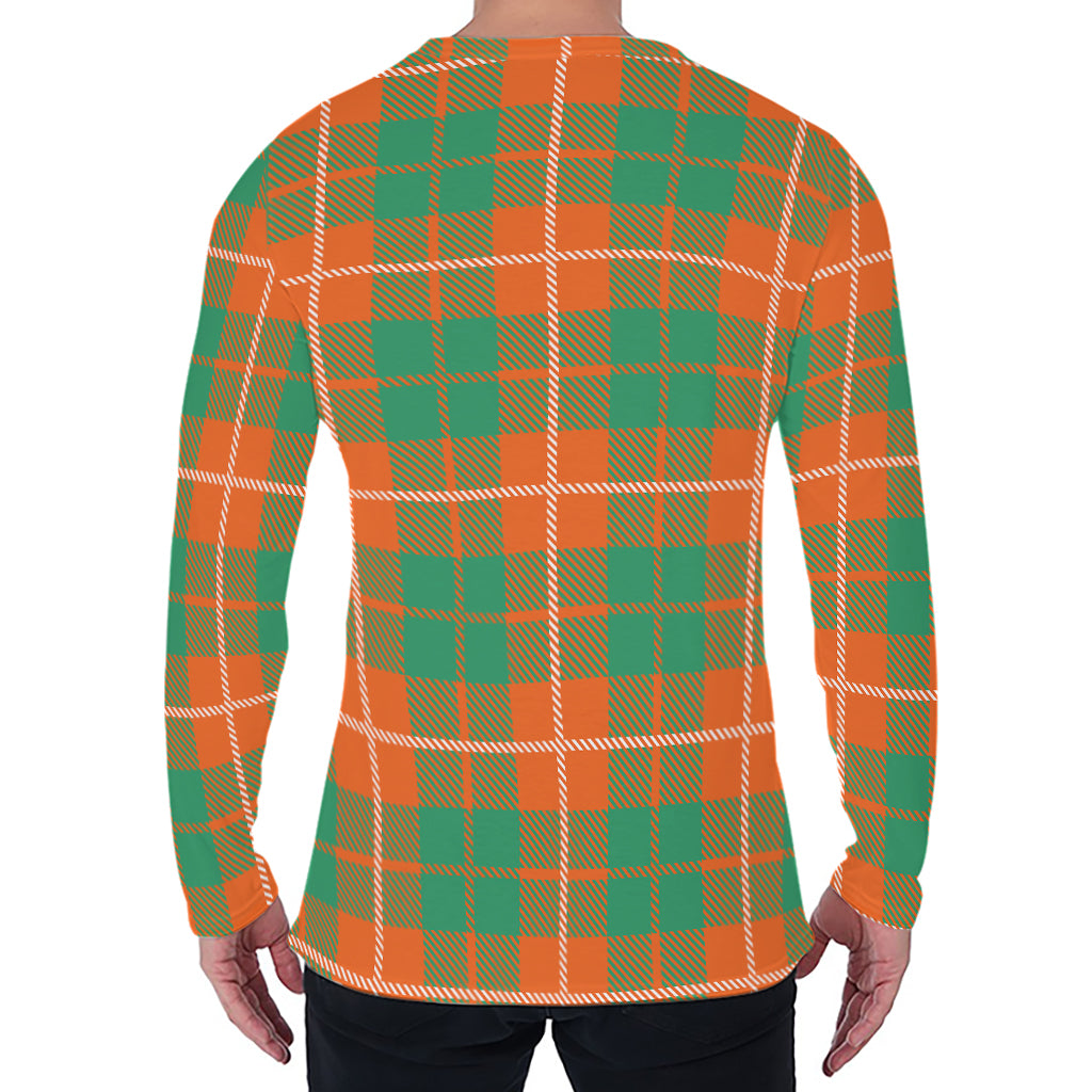Irish Saint Patrick's Day Tartan Print Men's Long Sleeve T-Shirt
