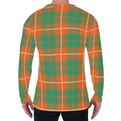 Irish Saint Patrick's Day Tartan Print Men's Long Sleeve T-Shirt