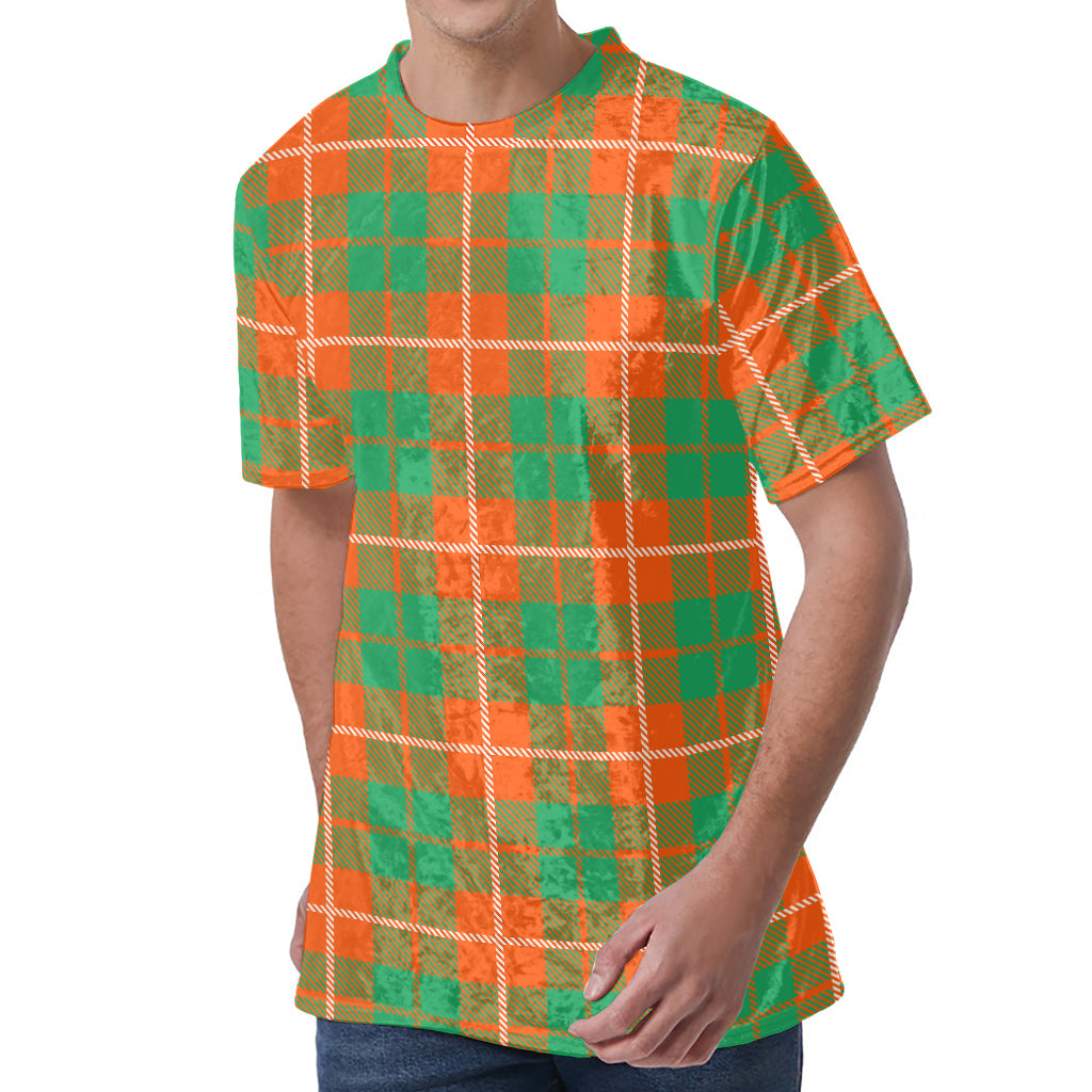 Irish Saint Patrick's Day Tartan Print Men's Velvet T-Shirt