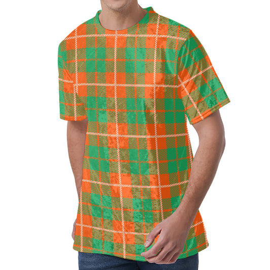 Irish Saint Patrick's Day Tartan Print Men's Velvet T-Shirt