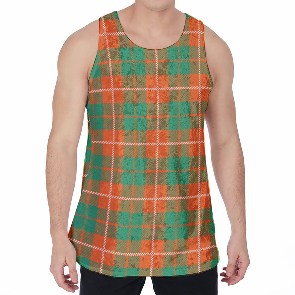 Irish Saint Patrick's Day Tartan Print Men's Velvet Tank Top