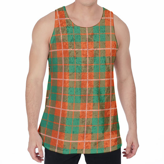 Irish Saint Patrick's Day Tartan Print Men's Velvet Tank Top