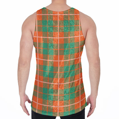 Irish Saint Patrick's Day Tartan Print Men's Velvet Tank Top