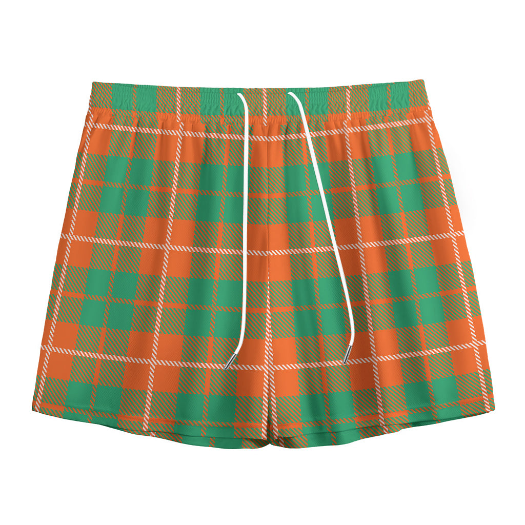 Irish Saint Patrick's Day Tartan Print Mesh Shorts