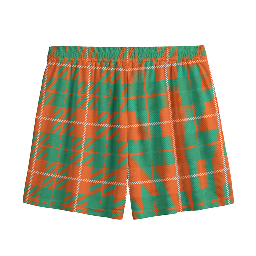 Irish Saint Patrick's Day Tartan Print Mesh Shorts