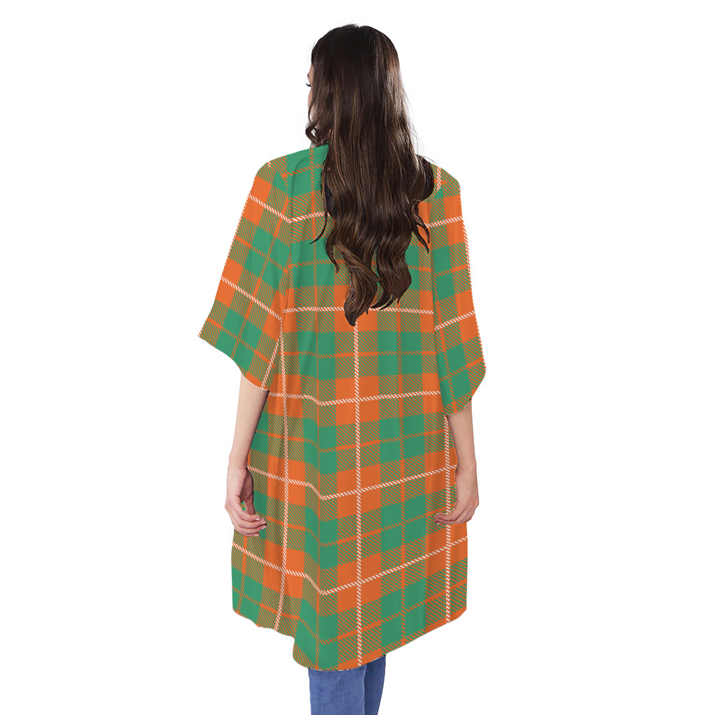 Irish Saint Patrick's Day Tartan Print Open Front Beach Cover Up