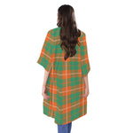 Irish Saint Patrick's Day Tartan Print Open Front Beach Cover Up