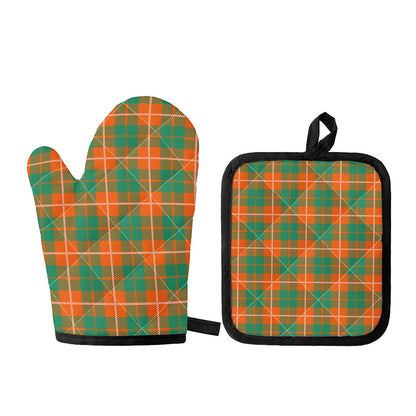 Irish Saint Patrick's Day Tartan Print Oven Mitt And Pot Holder Set