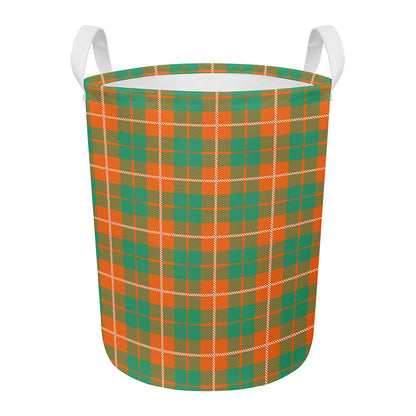 Irish Saint Patrick's Day Tartan Print Round Laundry Basket