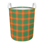 Irish Saint Patrick's Day Tartan Print Round Laundry Basket