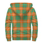 Irish Saint Patrick's Day Tartan Print Sherpa Lined Zip Up Hoodie