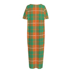 Irish Saint Patrick's Day Tartan Print Short Sleeve Long Nightdress