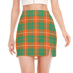 Irish Saint Patrick's Day Tartan Print Side Slit Mini Skirt