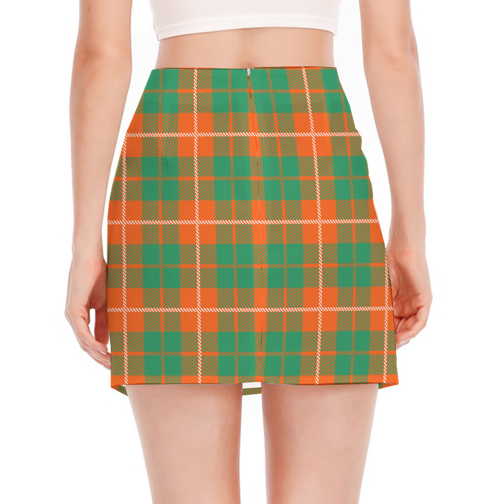 Irish Saint Patrick's Day Tartan Print Side Slit Mini Skirt