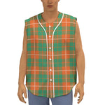 Irish Saint Patrick's Day Tartan Print Sleeveless Baseball Jersey