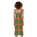 Irish Saint Patrick's Day Tartan Print Slim Fit Midi Cami Dress