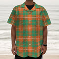 Irish Saint Patrick's Day Tartan Print Textured Short Sleeve Shirt