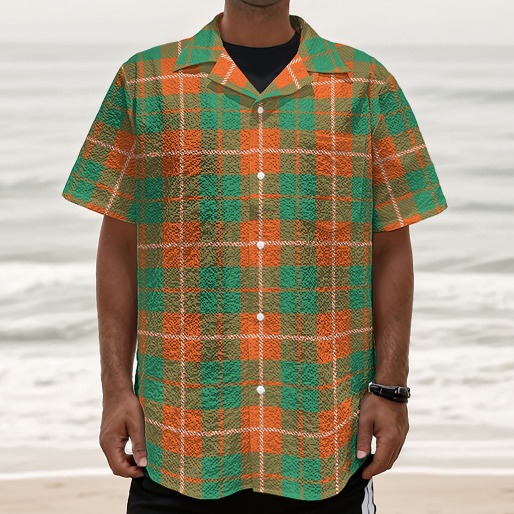 Irish Saint Patrick's Day Tartan Print Textured Short Sleeve Shirt