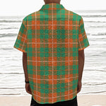 Irish Saint Patrick's Day Tartan Print Textured Short Sleeve Shirt