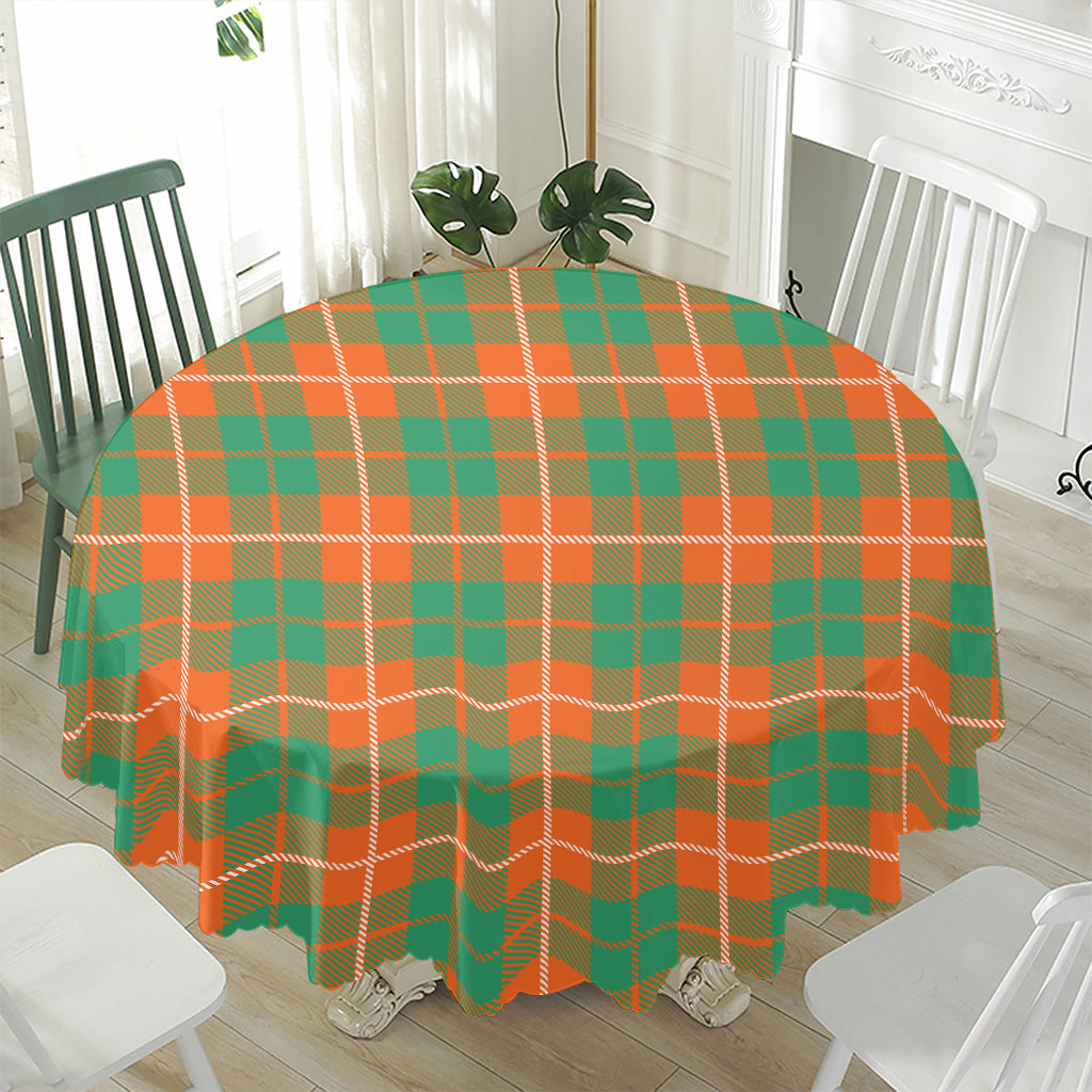 Irish Saint Patrick's Day Tartan Print Waterproof Round Tablecloth