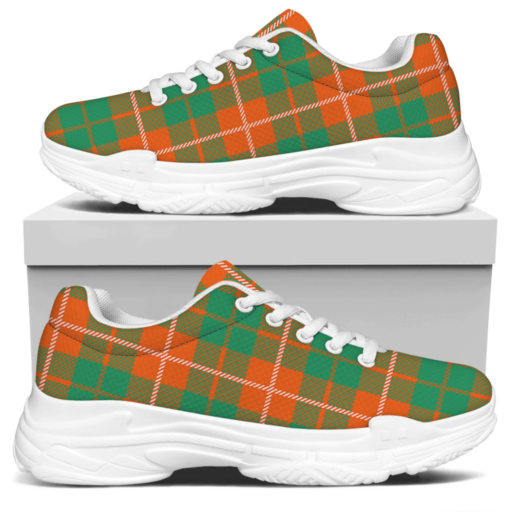 Irish Saint Patrick's Day Tartan Print White Chunky Shoes