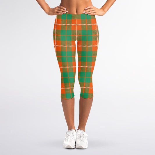 Irish Saint Patrick's Day Tartan Print Women's Capri Leggings
