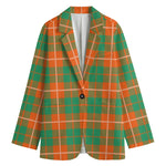 Irish Saint Patrick's Day Tartan Print Women's Cotton Blazer