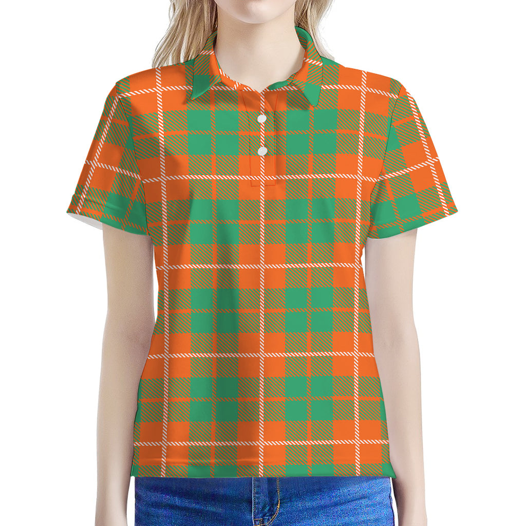 Irish Saint Patrick's Day Tartan Print Women's Polo Shirt