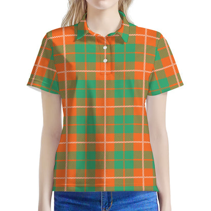 Irish Saint Patrick's Day Tartan Print Women's Polo Shirt