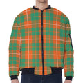 Irish Saint Patrick's Day Tartan Print Zip Sleeve Bomber Jacket