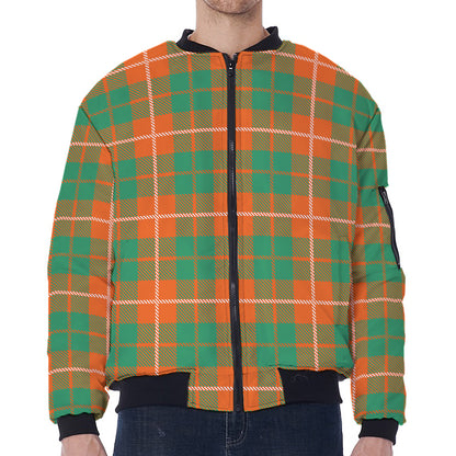 Irish Saint Patrick's Day Tartan Print Zip Sleeve Bomber Jacket