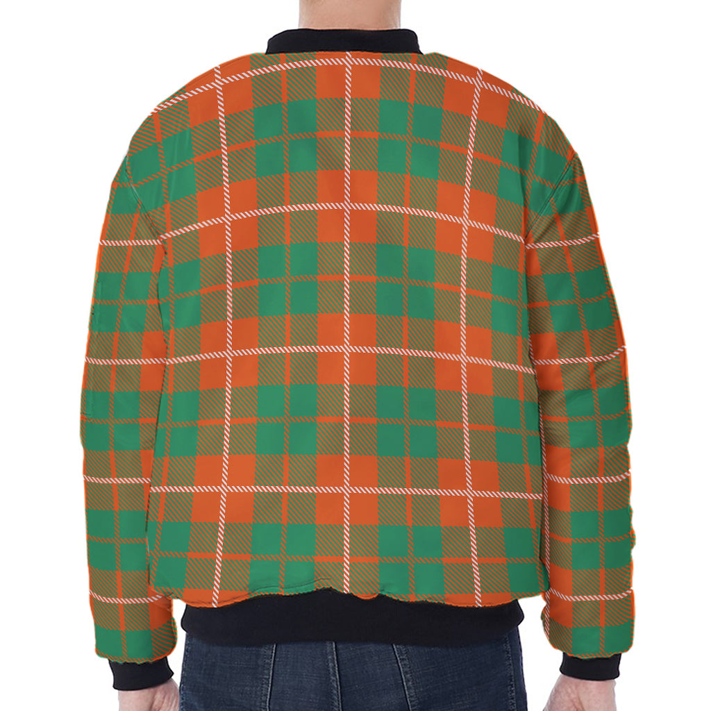 Irish Saint Patrick's Day Tartan Print Zip Sleeve Bomber Jacket