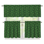 Irish Shamrock Pattern Print 3 Piece Kitchen Curtains
