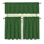 Irish Shamrock Pattern Print 3 Piece Kitchen Curtains