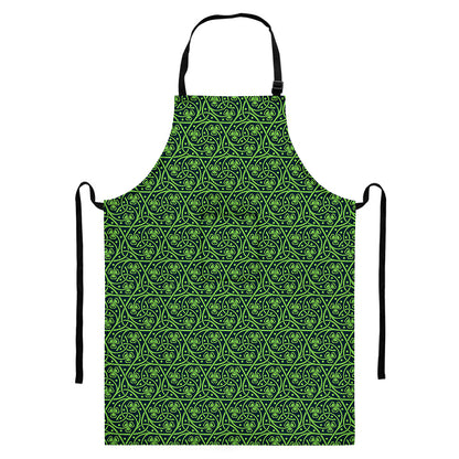 Irish Shamrock Pattern Print Bib Apron With Pocket
