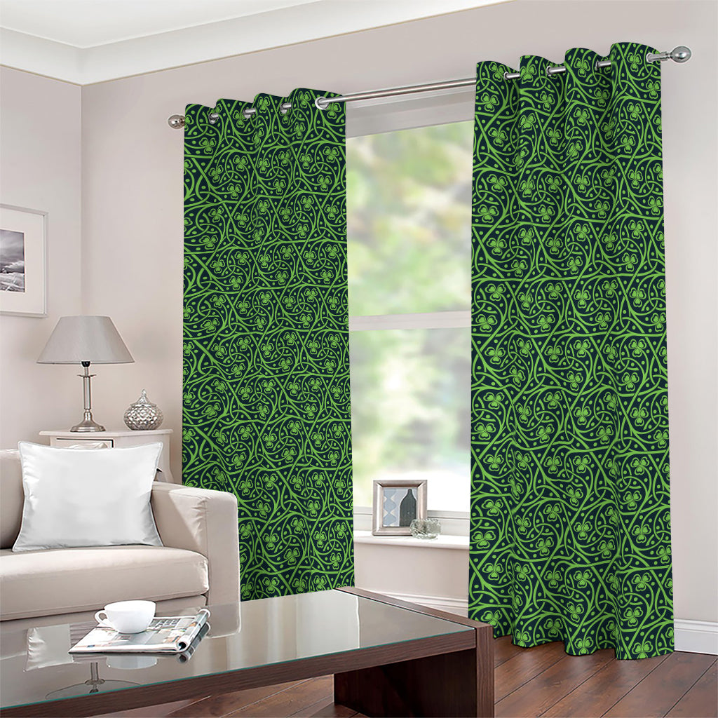 Irish Shamrock Pattern Print Blackout Grommet Curtains