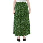 Irish Shamrock Pattern Print Chiffon Maxi Skirt