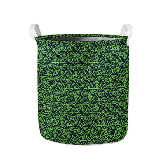 Irish Shamrock Pattern Print Collapsible Laundry Basket